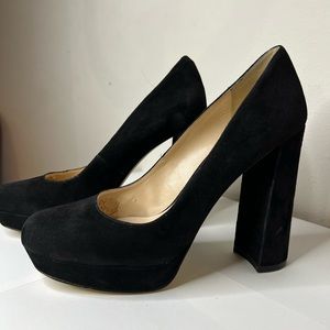 Nine West Black Suede Platform Heels, 8.5